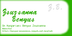 zsuzsanna benyus business card